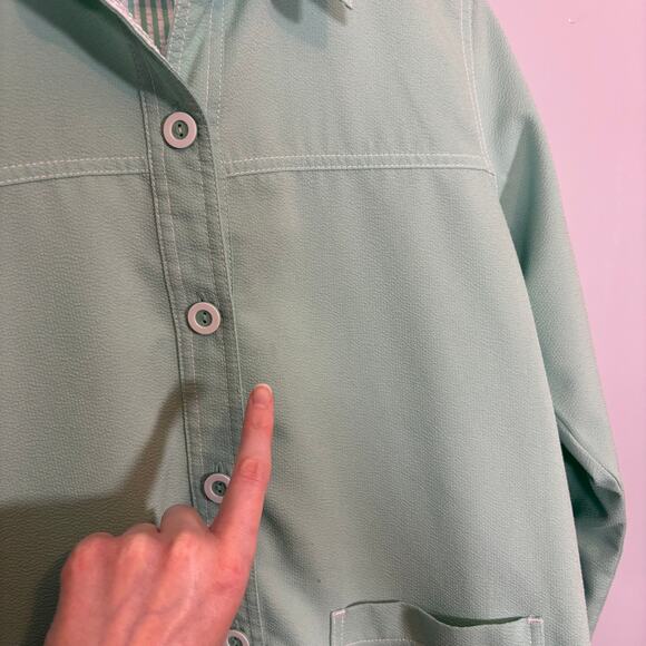 Mint Green Light Jacket Button Front Pockets Minimal Classic S | Light Summer - Picture 6 of 10